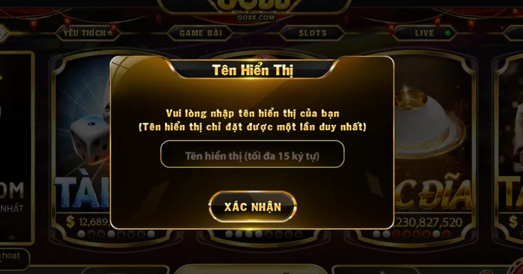 Cấp Nhật Tên Hiển Thị Sau Khi Đăng Ký Go88 Nhanh Chóng Mở Ra Cơ Hội Chinh Phục Những Phần Thưởng Khổng Lồ
