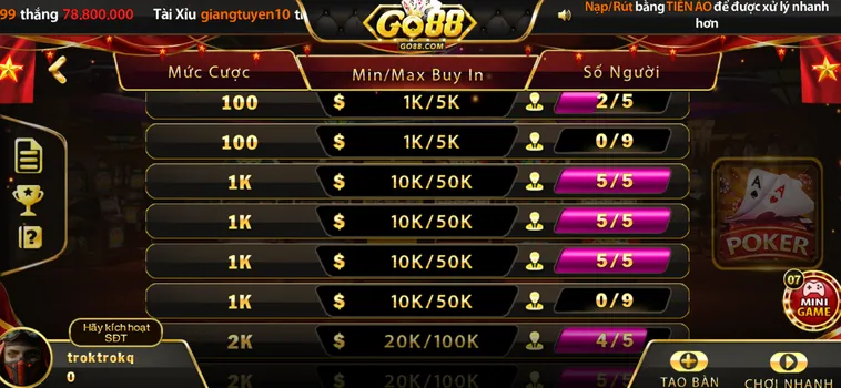 Trải Nghiệm Thế Giới Săn Thưởng Đỉnh Cao Của Poker Tại Go88